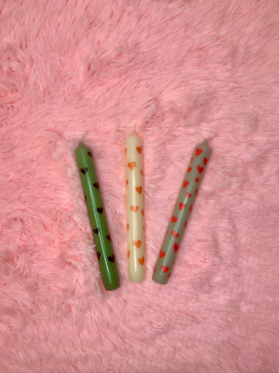 heart hand painted aesthetic candles