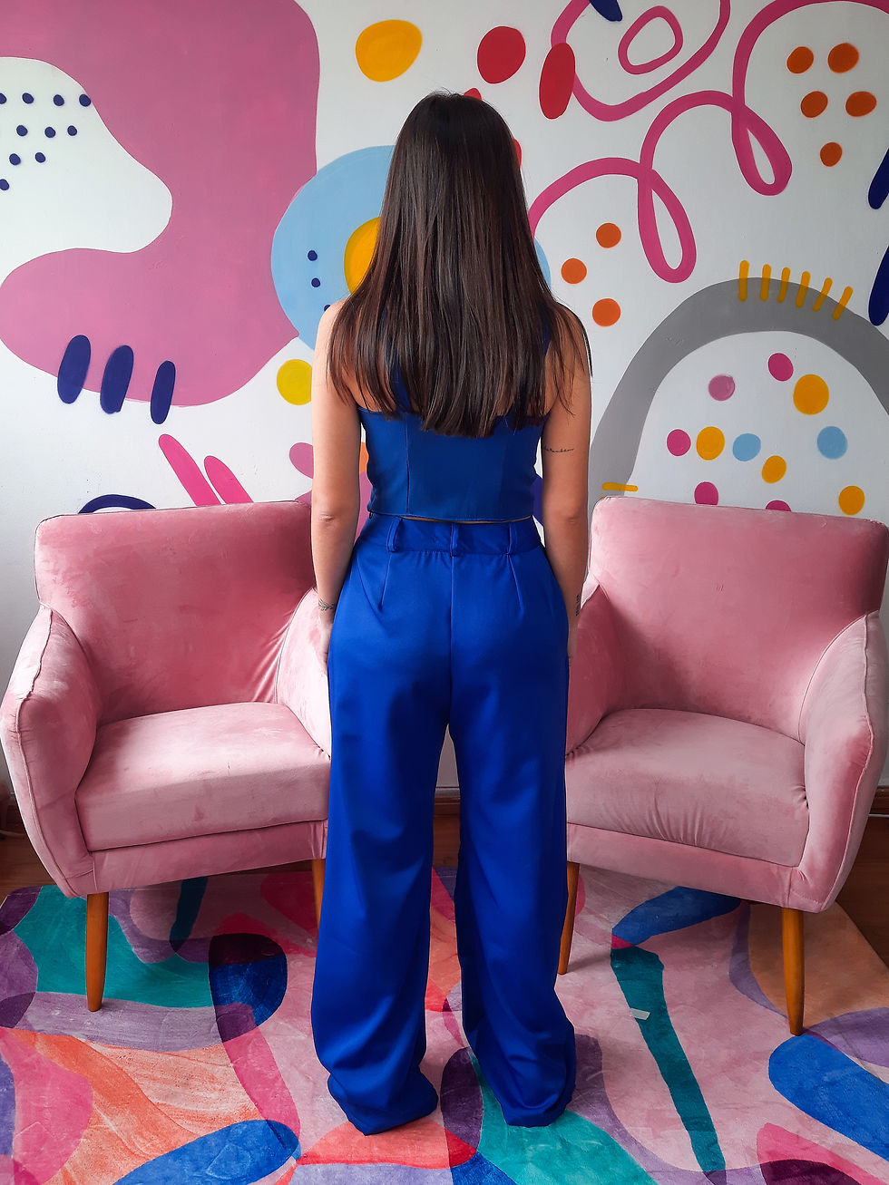 Miniatura: Calça Alfaiataria Pantalona Azul Royal