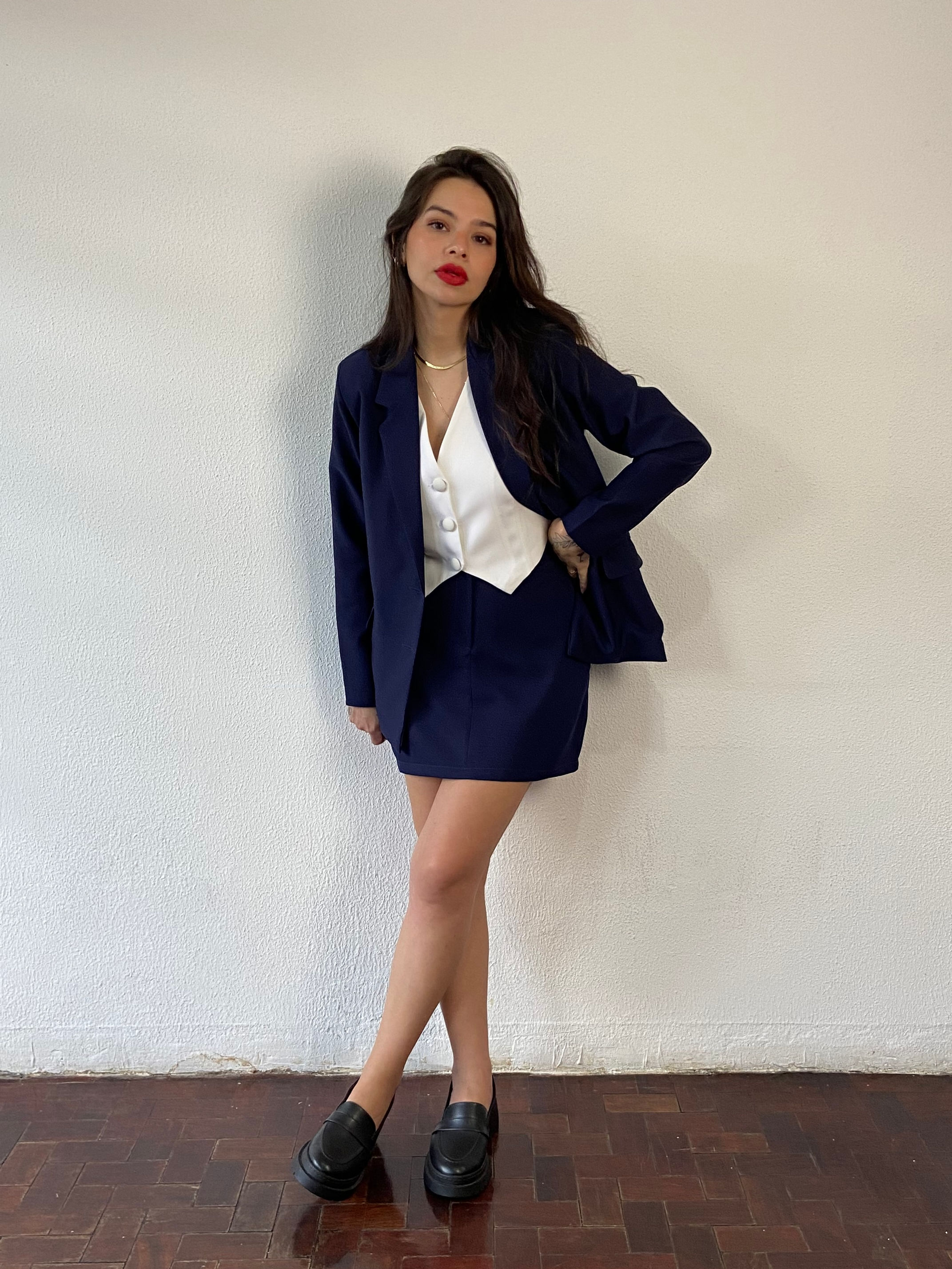 Blazer Alongado Alfaiataria Marinho