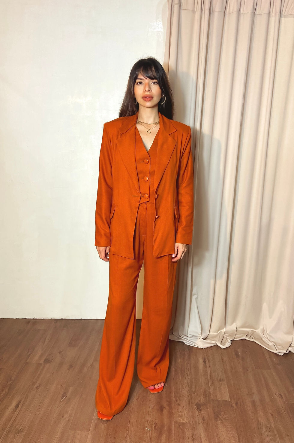 Blazer Alfaiataria Fenda Costas Linho Terra