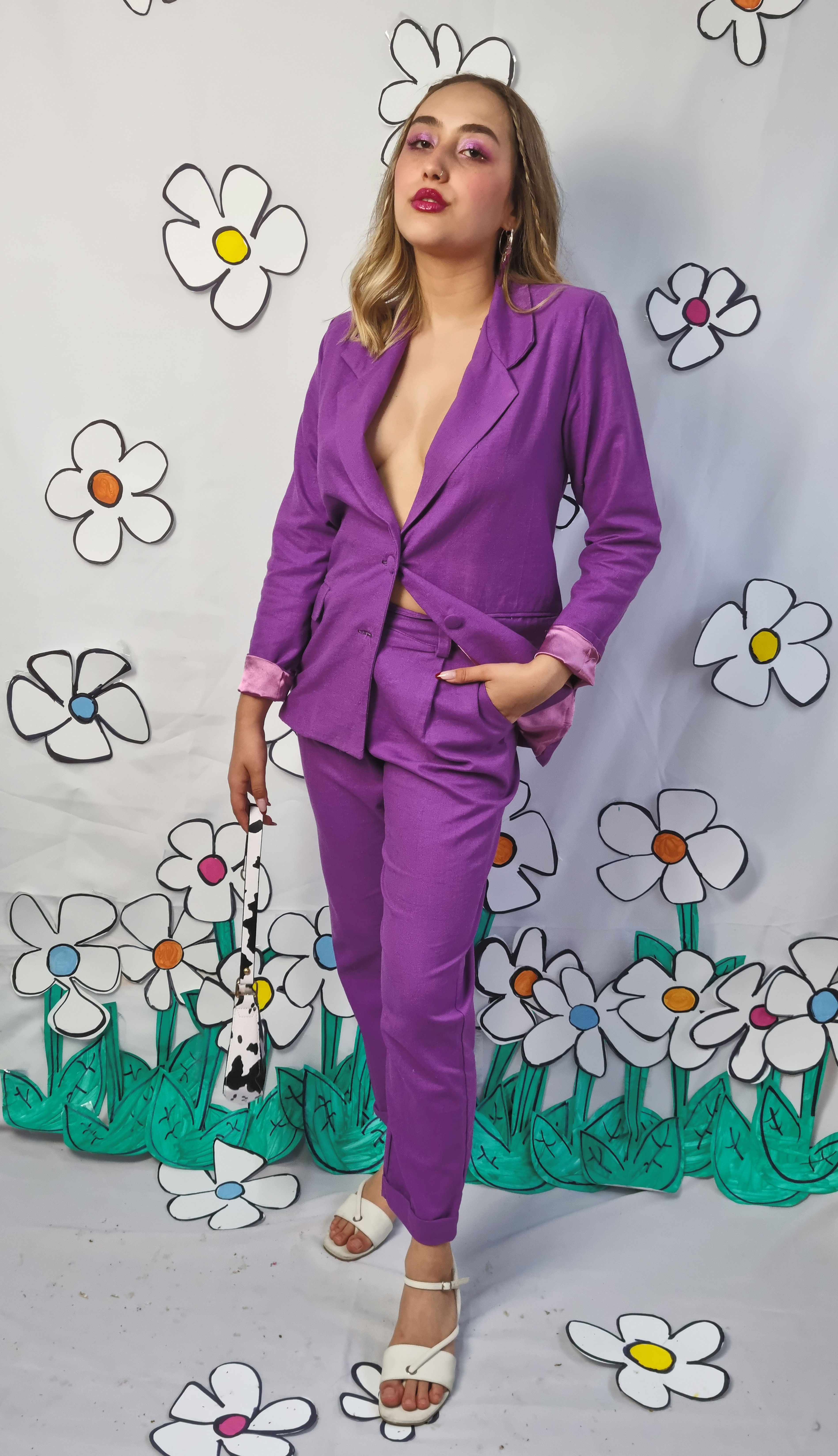 Calça Alfaiataria Linho Roxo