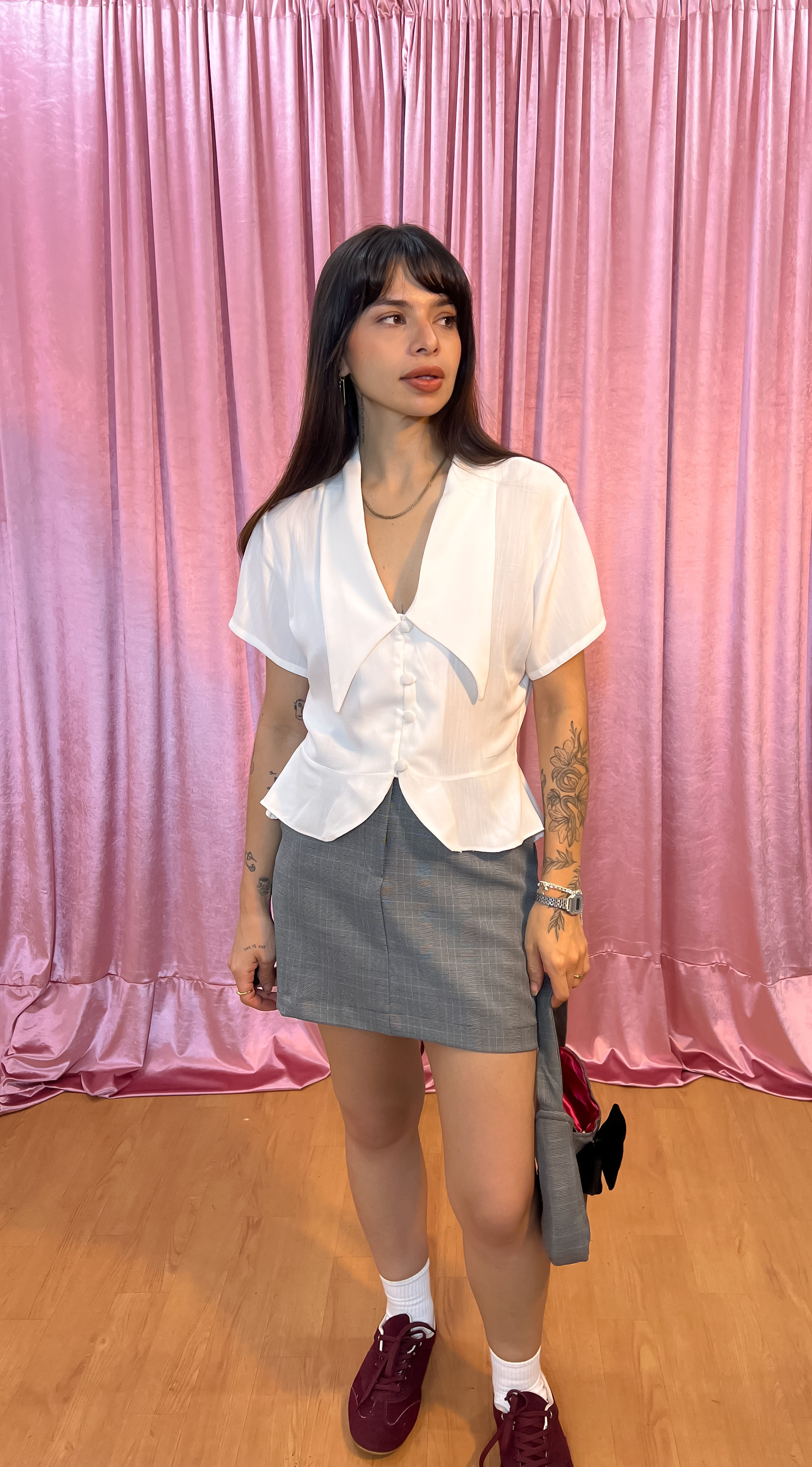 Camisa Viscolinho Peplum Off White