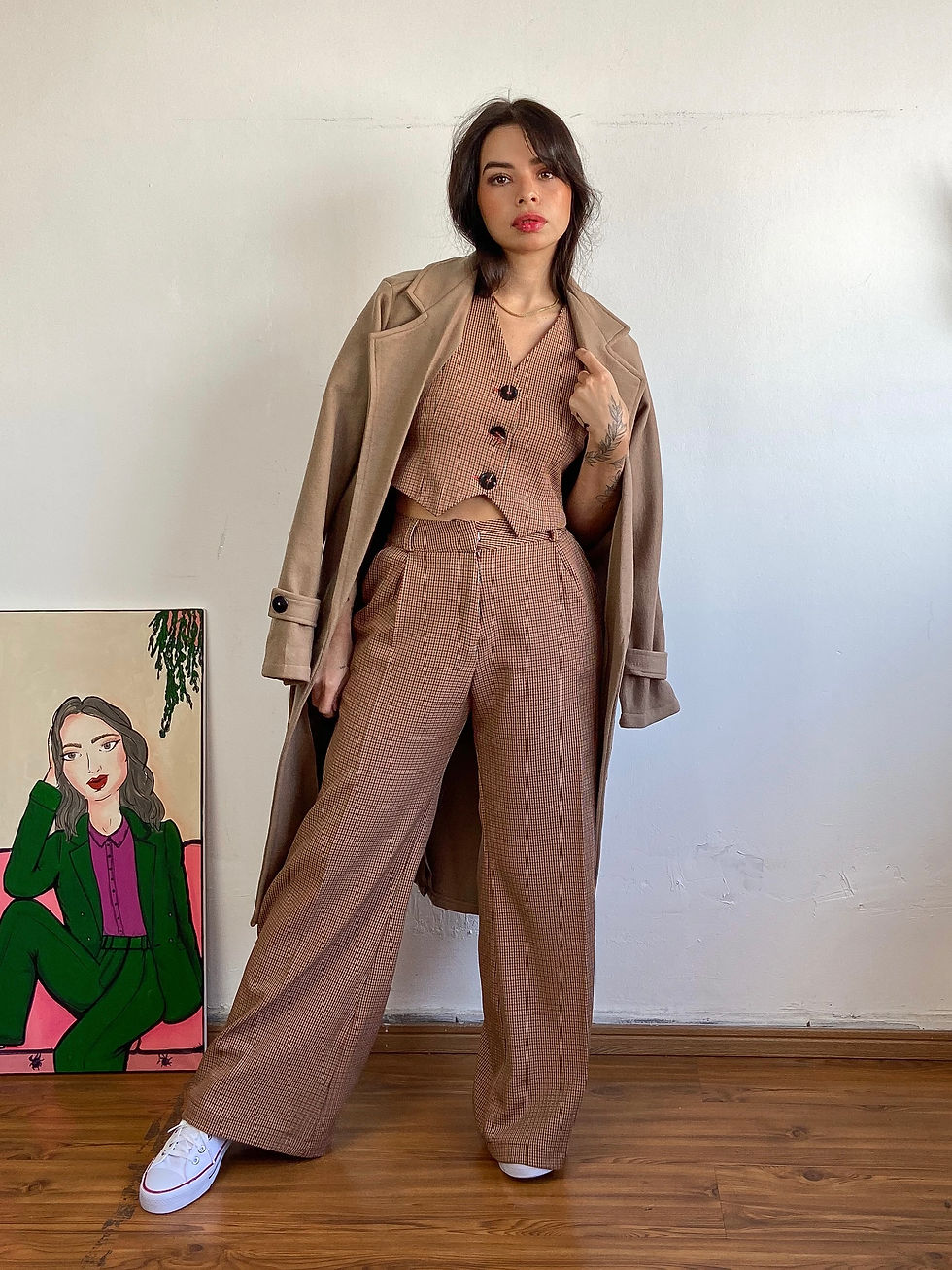 Miniatura: Maxi Casaco Camel com Bolsos