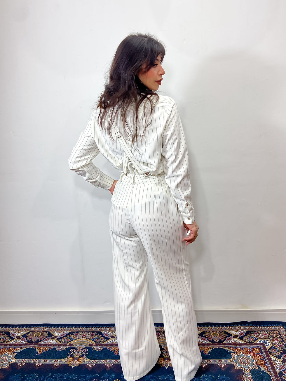 Miniatura: Calça Alfaiataria Pantalona Risca de Giz Off White