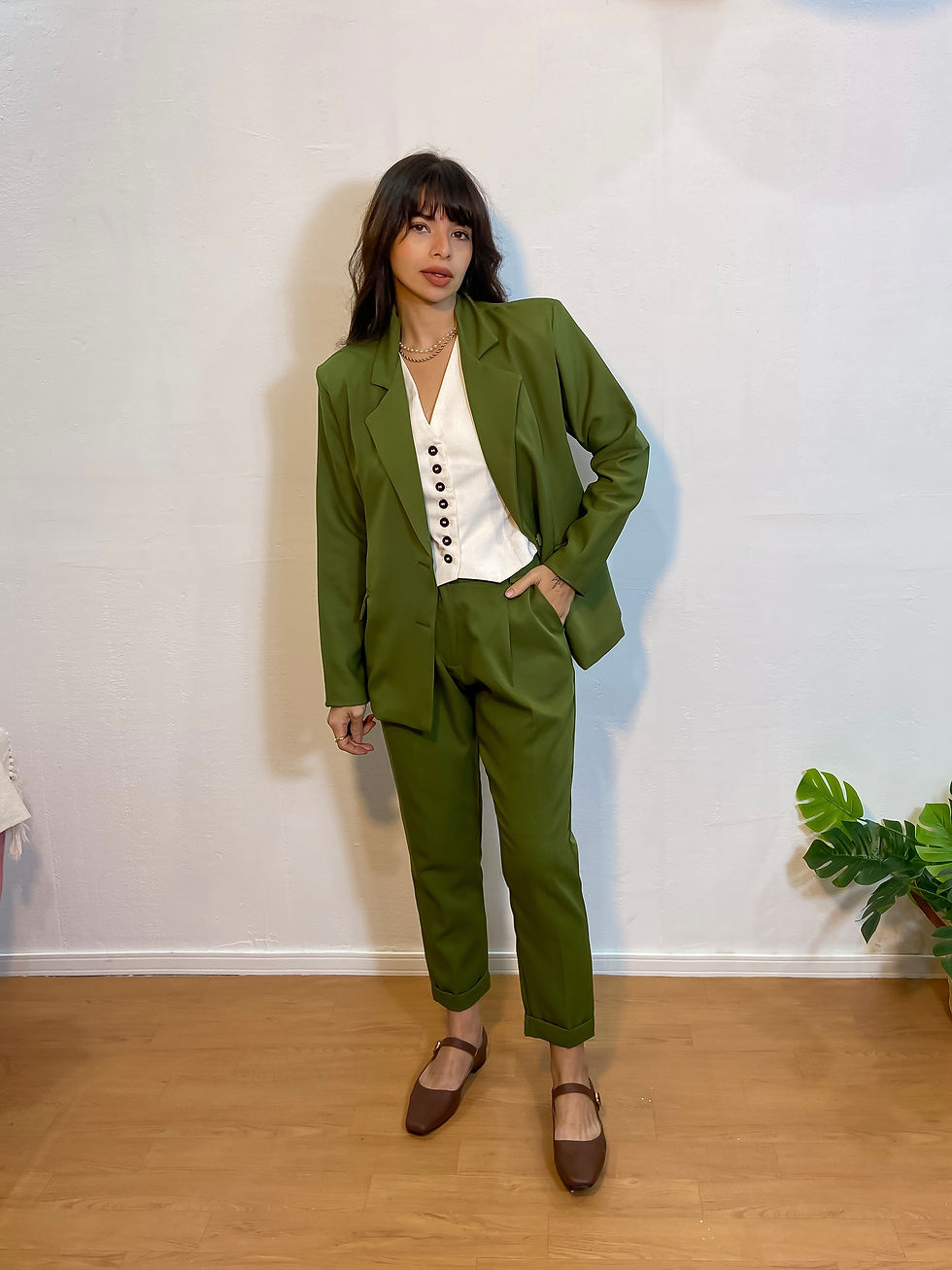 Blazer Alfaiataria Fenda Costas Verde Militar