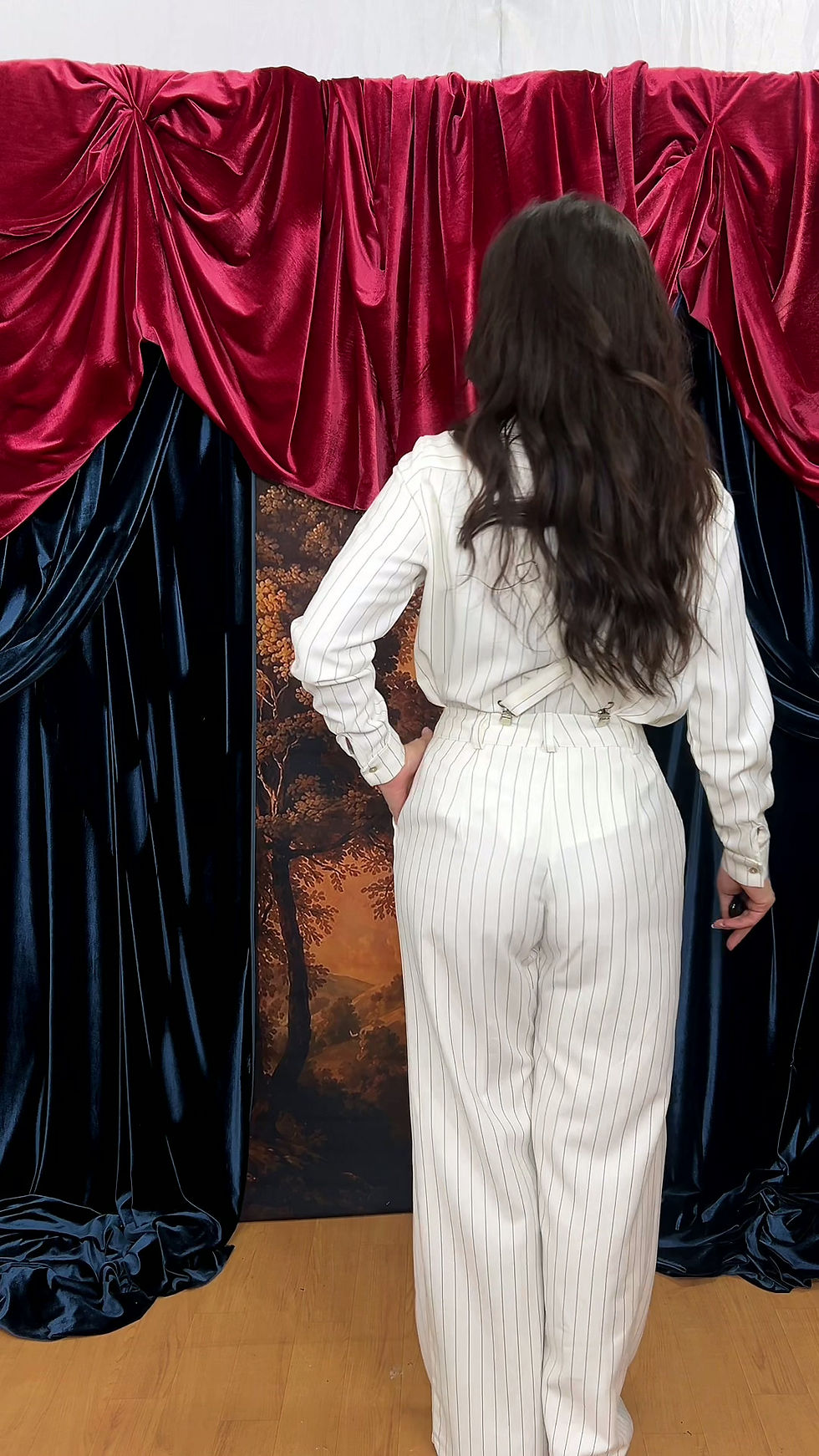 Miniatura: Calça Alfaiataria Pantalona Risca de Giz Off White
