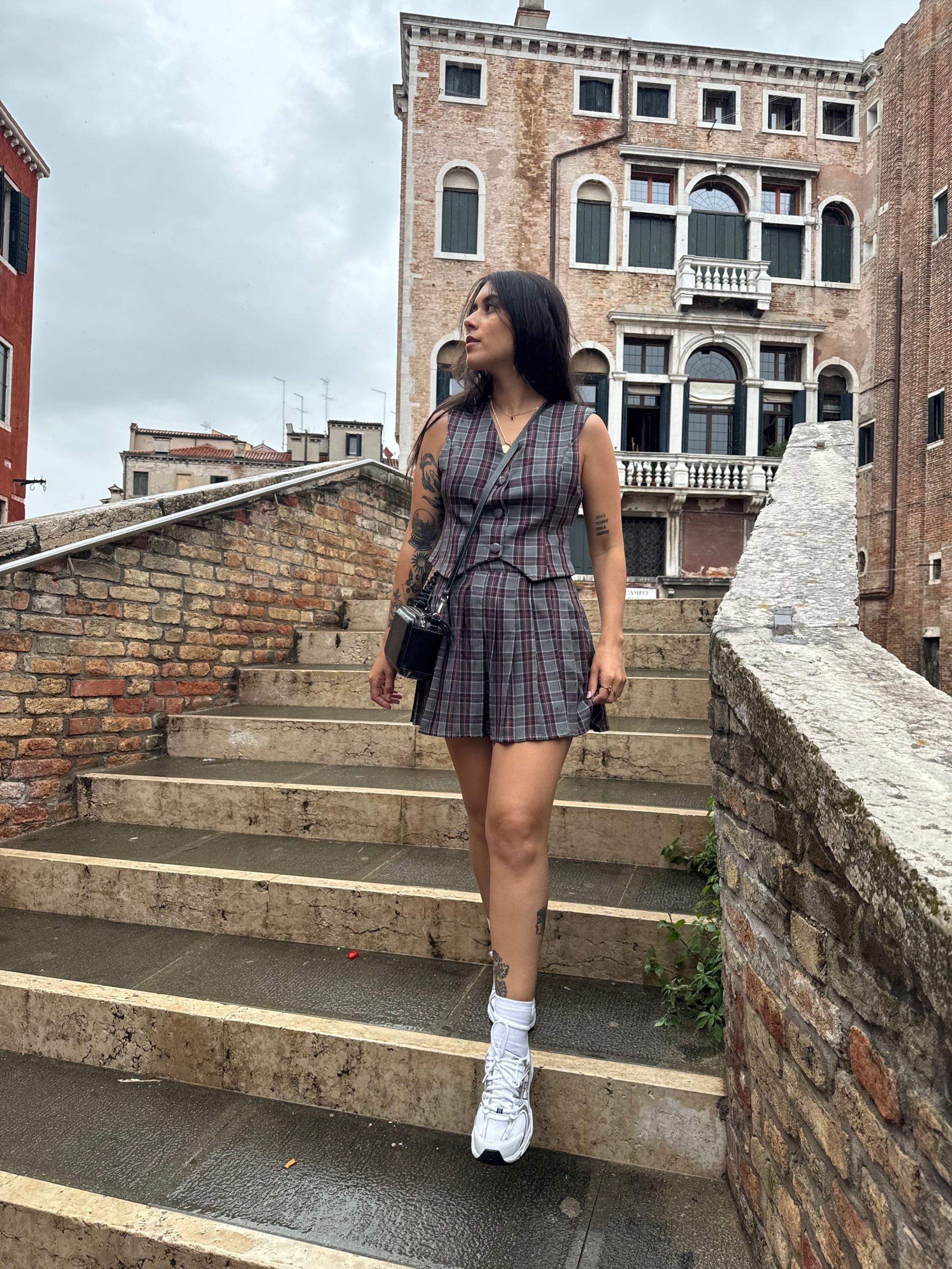 Saia Colegial Xadrez Cinza