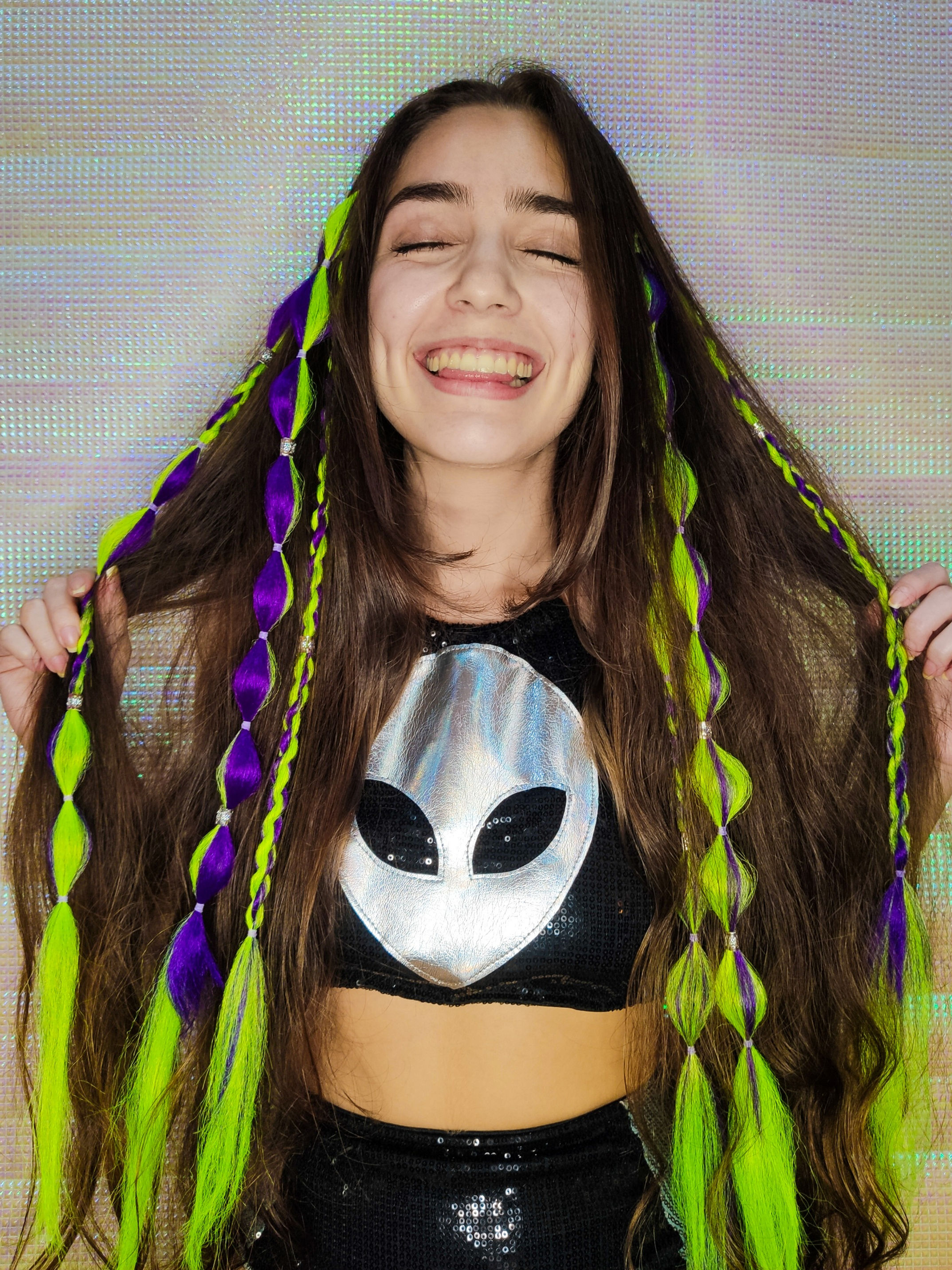 Tranças Tic Tac Roxo com Amarelo