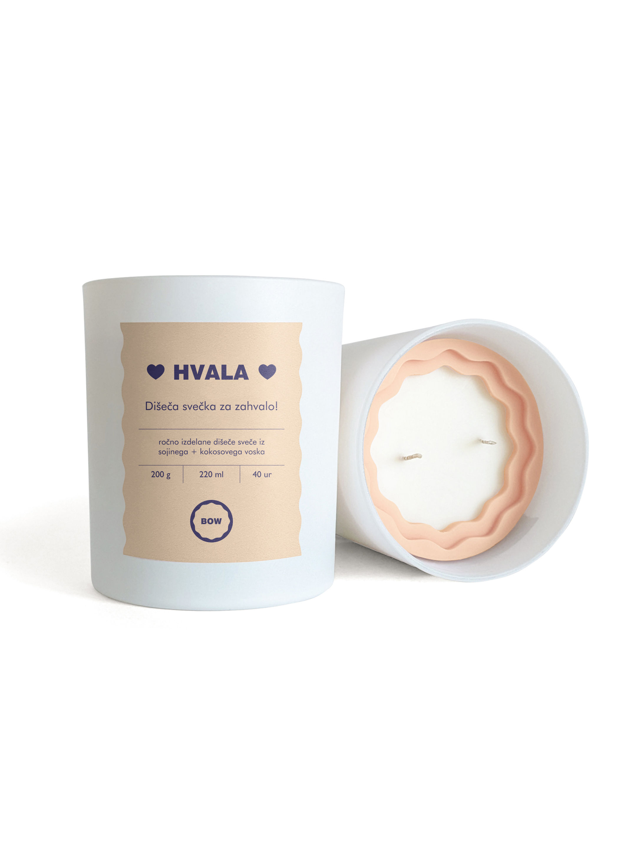 Dišeča sveča Hvala – darilna sveča za zahvalo, ročno izdelana sojina sveča, dišeča sveča z napisom Hvala