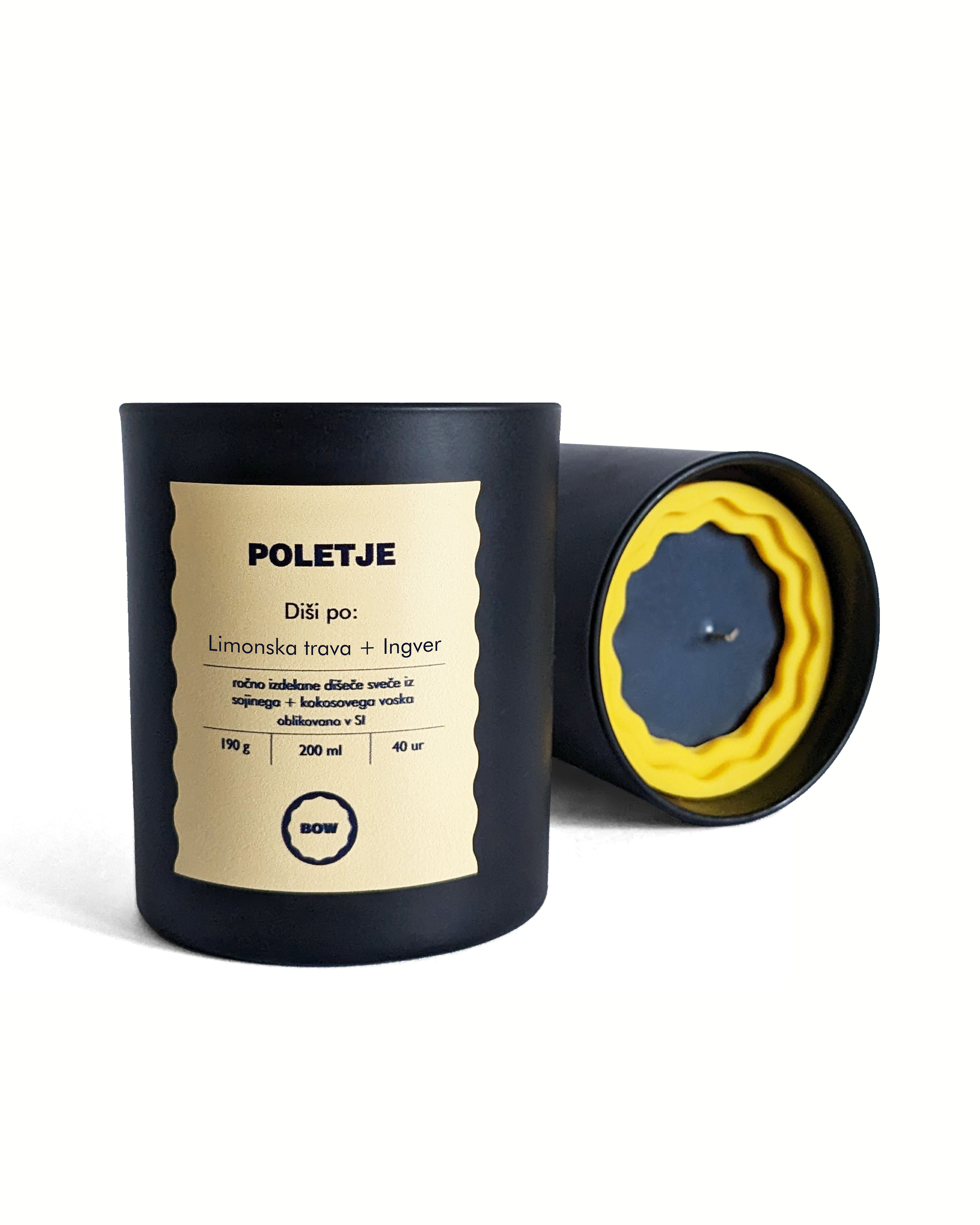 Dišeča sveča Poletje – limonska trava, ingver, citrusne note, 200 g sojin in kokosov vosek