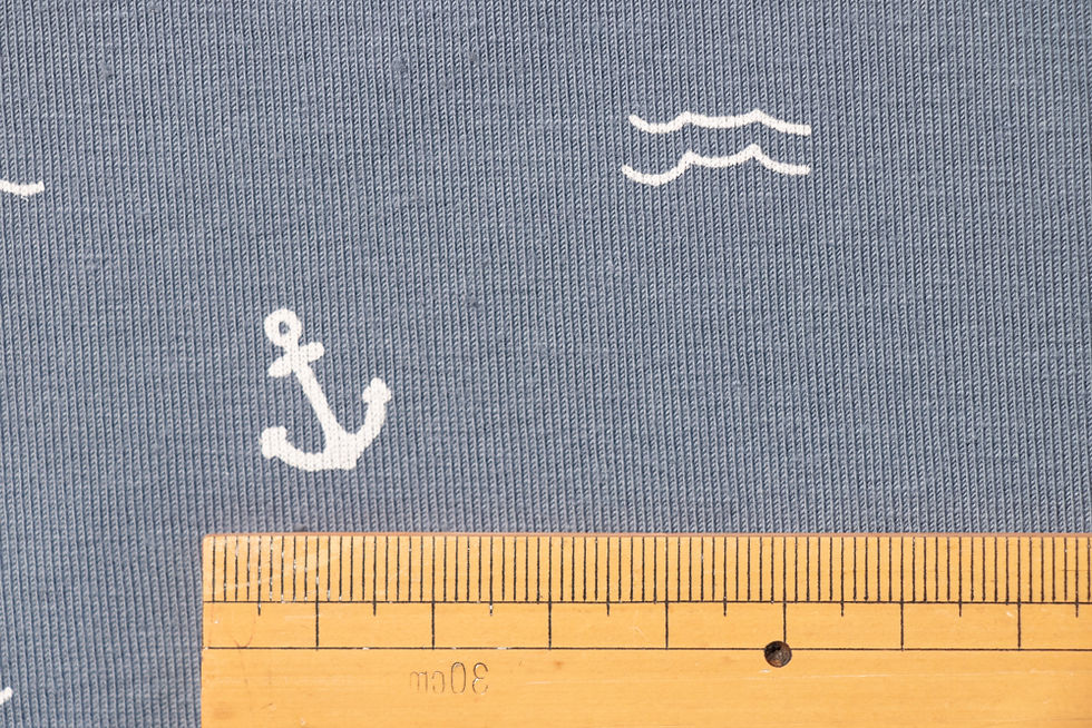 Miniature : Jersey imprimé ancre fond bleu     x 25 cm