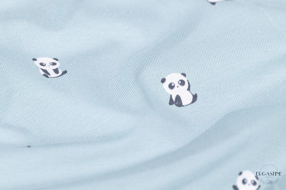 Jersey imprimé panda fond bleu - 21705/003    x 25 cm