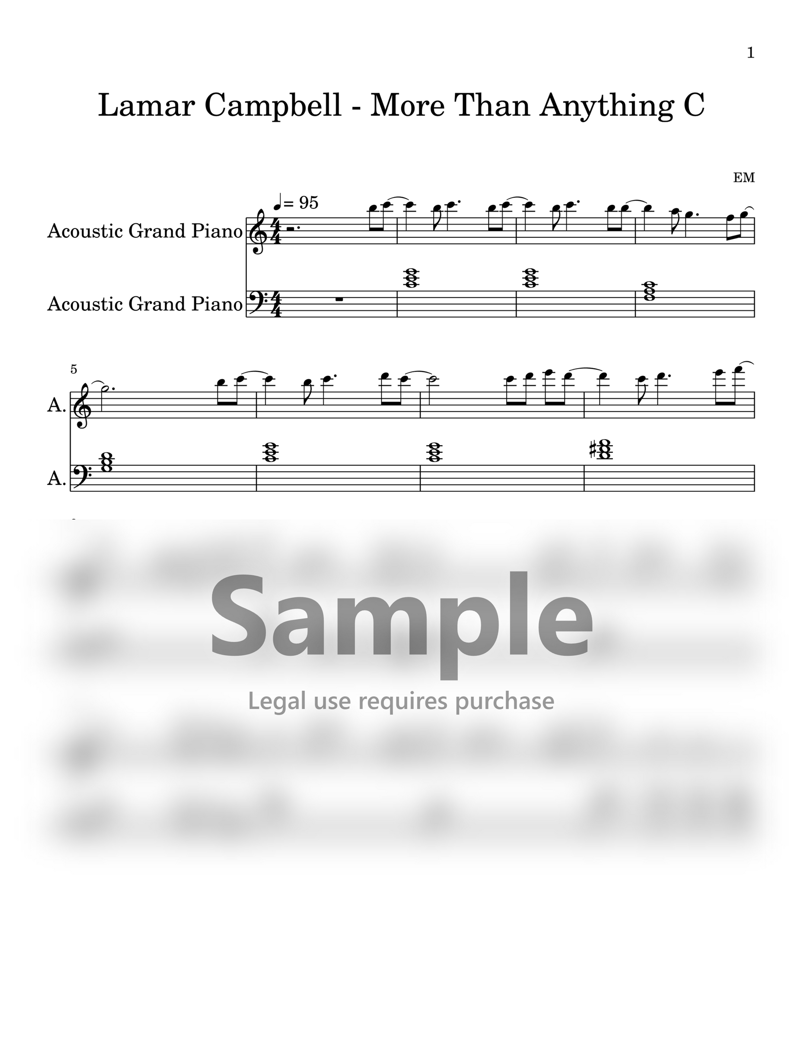 Lamar Campbell - More Than Anything | Music Sheet