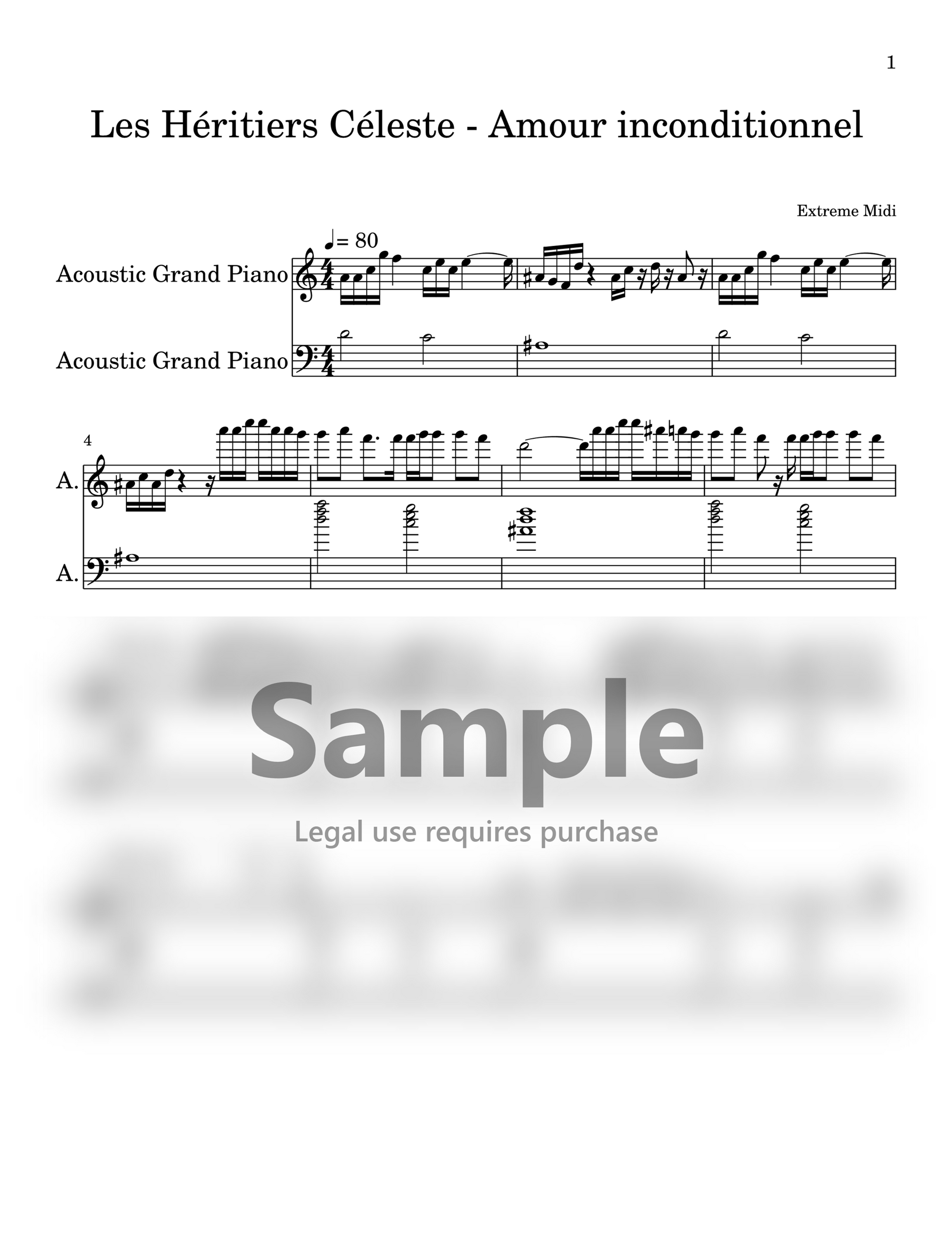Les Heritiers Celeste - Amour inconditionnel | Music Sheet