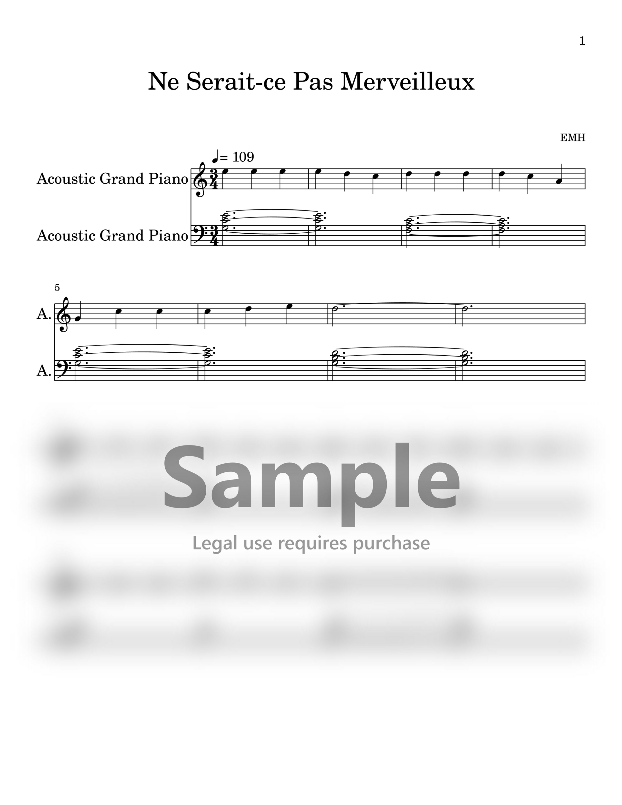 Ne Serait-ce Pas Merveilleux | Music Sheet