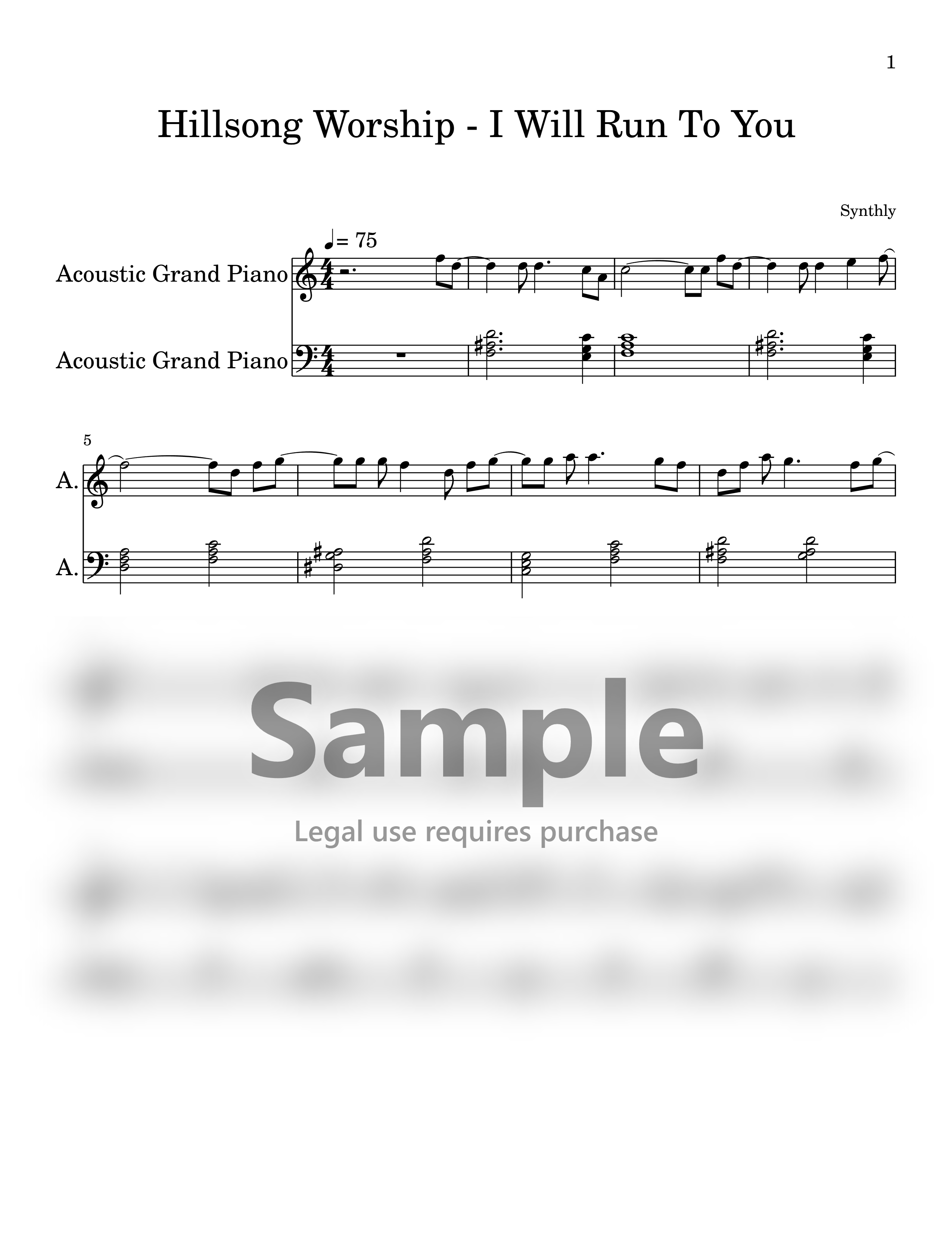 Hillsong Worship - I Will Run To You | Music Sheet