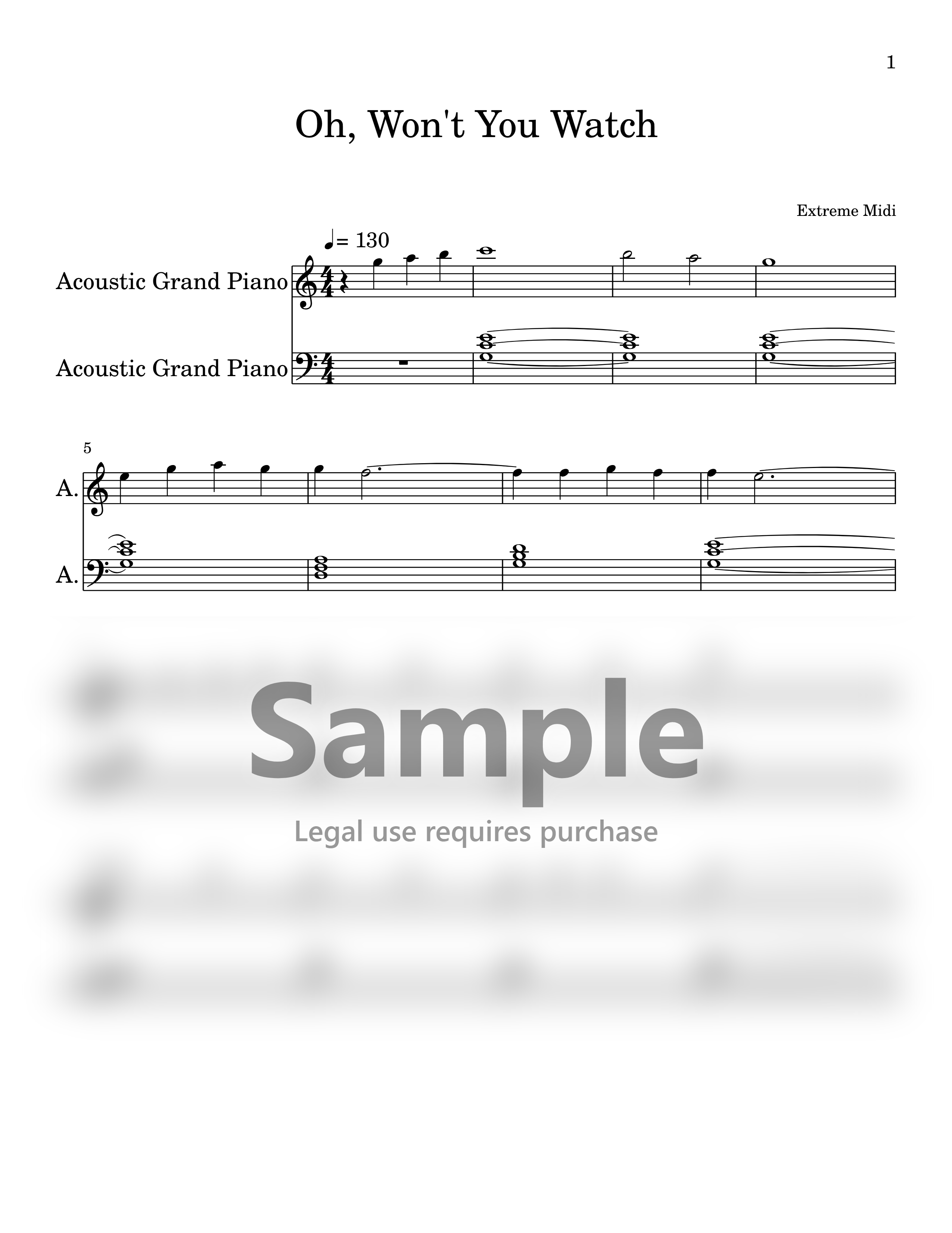 Oh, Won't You Watch | Music Sheet