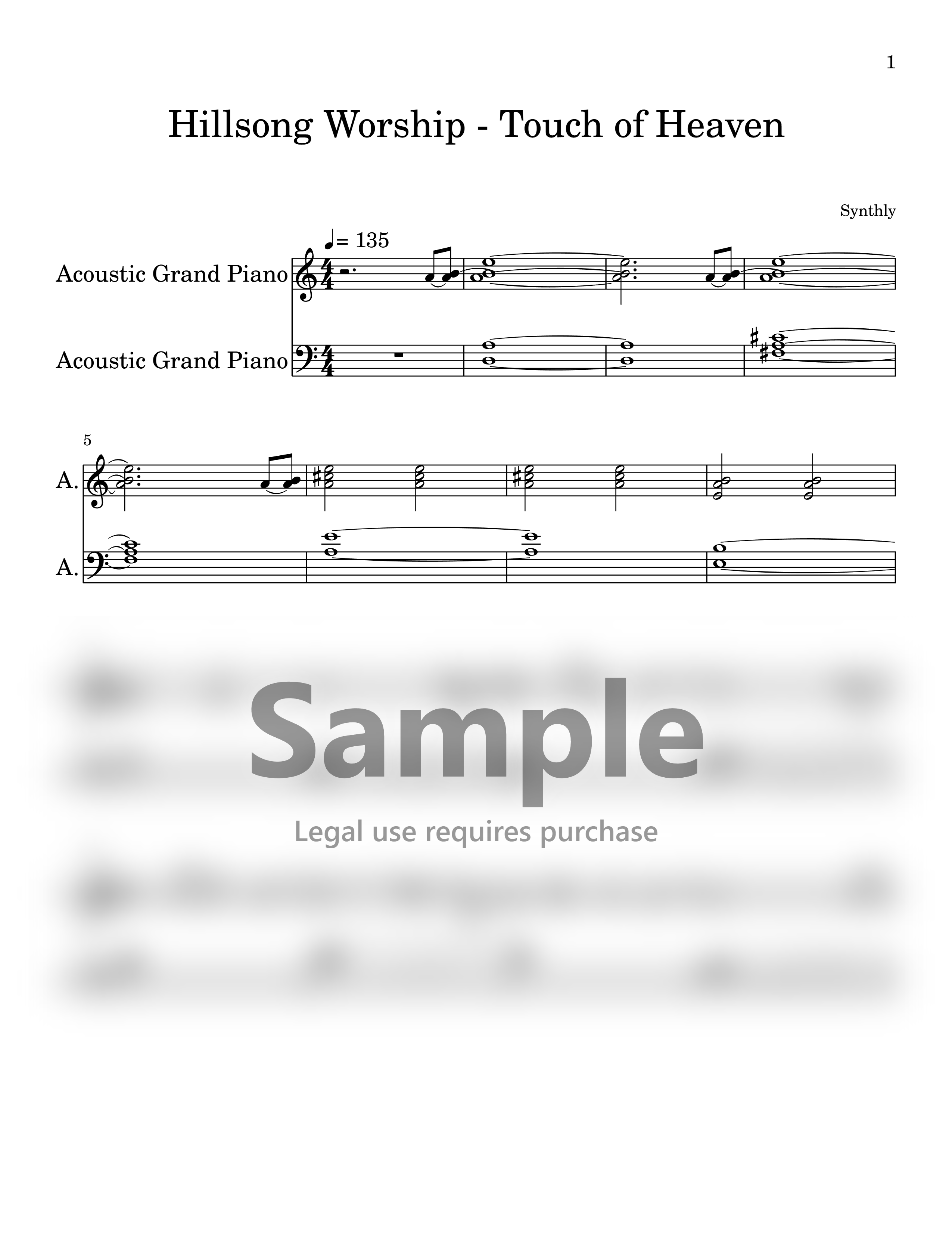 Hillsong Worship - Touch of Heaven | Music Sheet