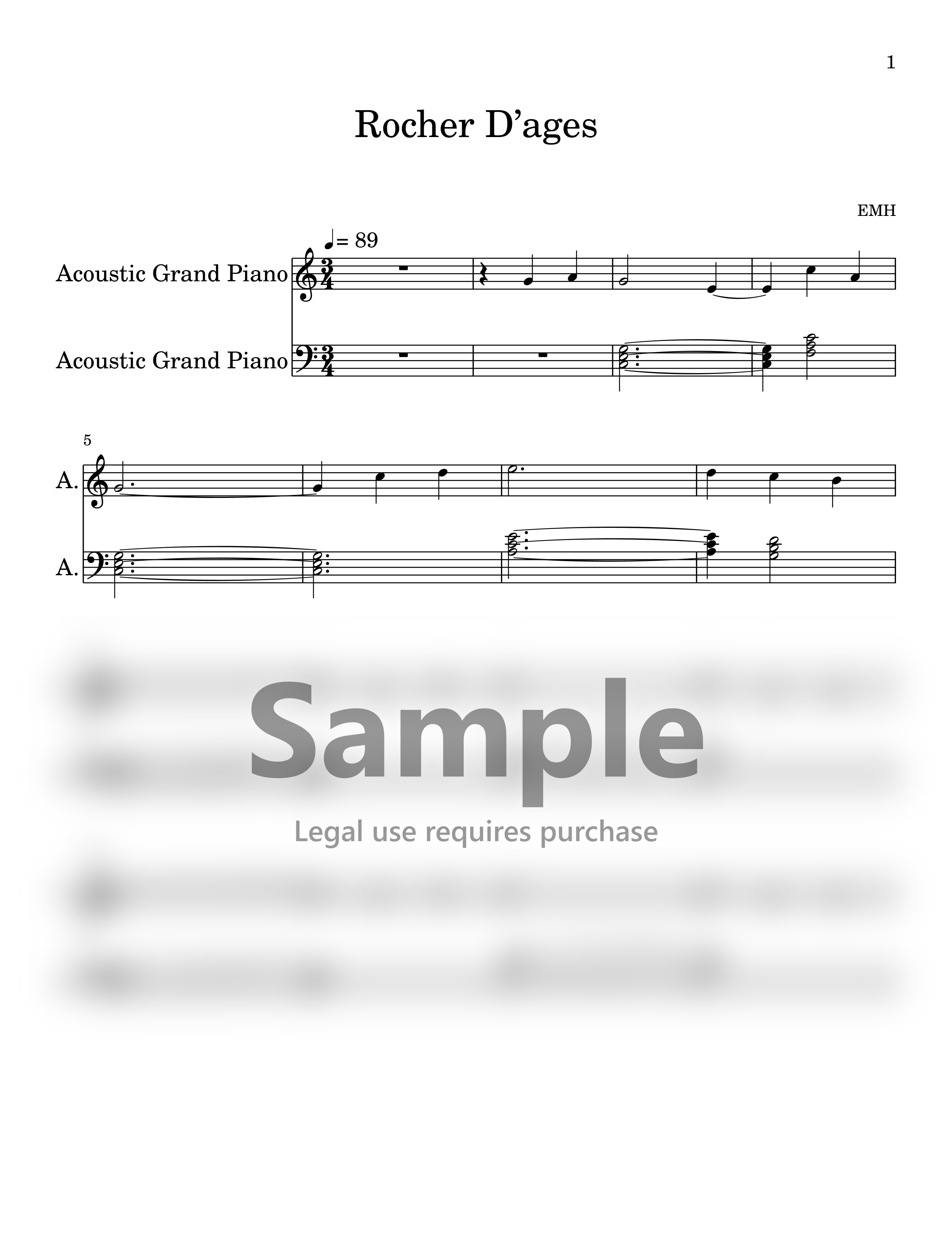 Rocher D’ages | Music Sheet