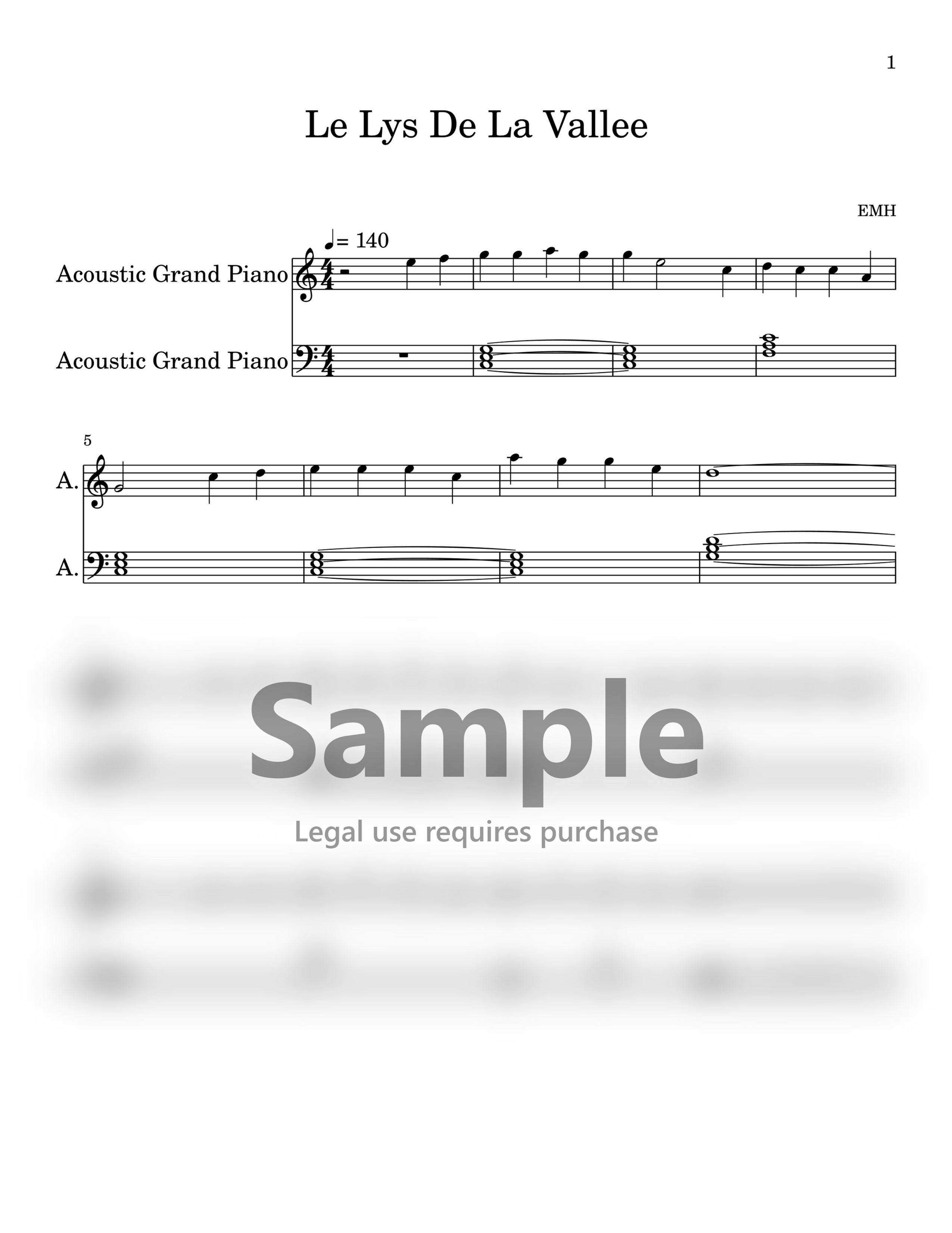 Le Lys De La Vallee | Music Sheet
