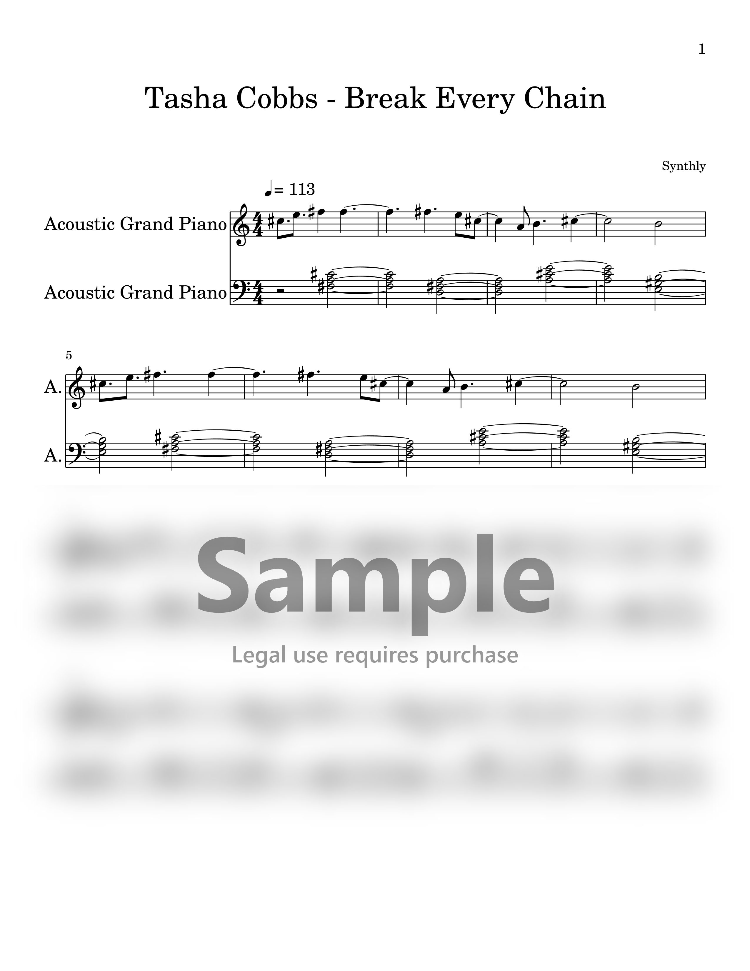 Tasha Cobbs - Break Every Chain | Music Sheet