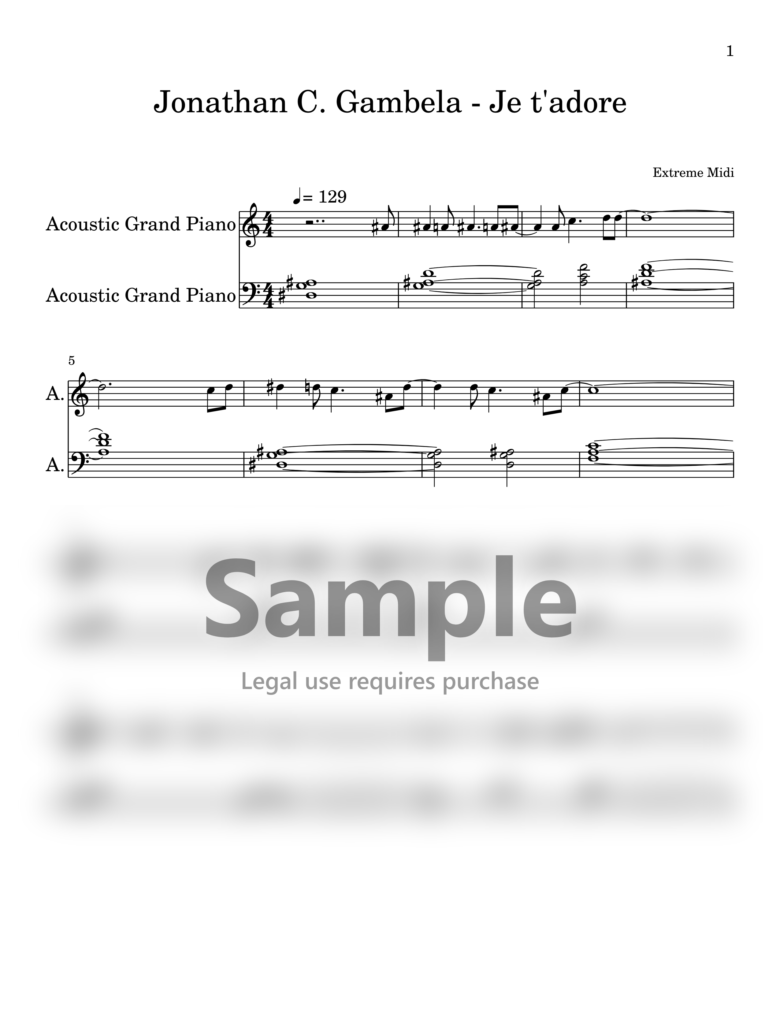 Jonathan C. Gambela - Je t'adore | Music Sheet