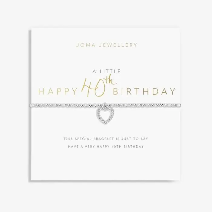 Joma Jewellery - A Little 'Happy 40th Birthday' Bracelet in Silver Plating