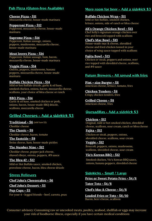 Image of Ormond Brewing Company Menu page 2