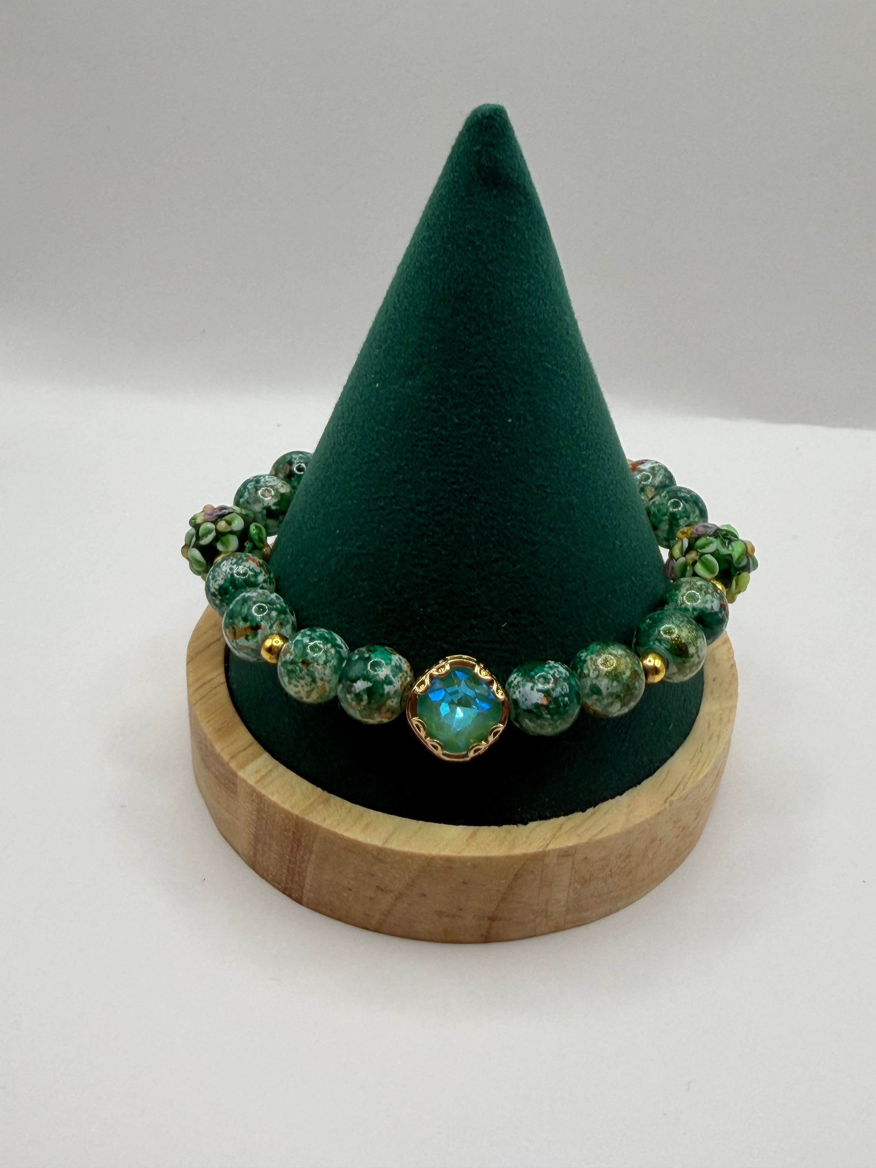 Ceramic and Lantern Bead Bracelet