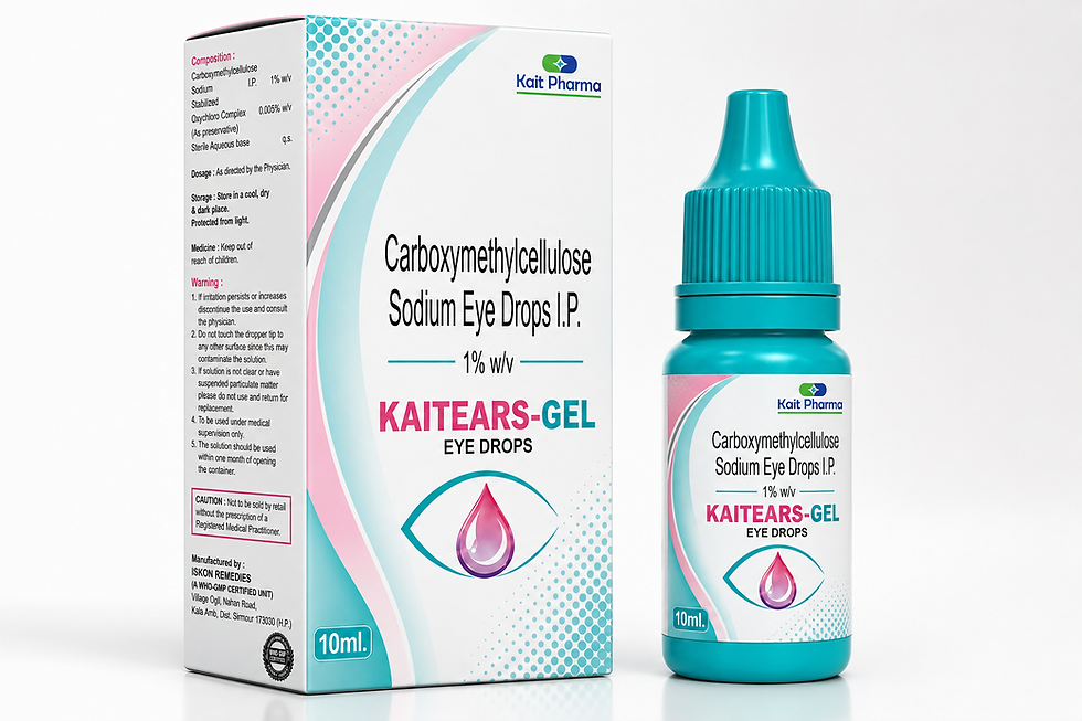 KAITEARS GEL eye gel packshot on white background, medical blue and purple accents, portrait pack image