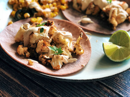 Roasted Cauliflower Tacos & Mexican Street Corn