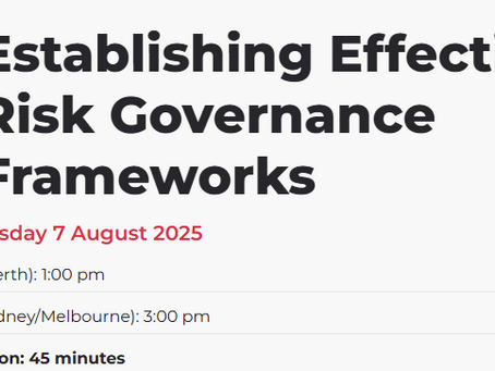 Establishing Effective Risk Management Governance Frameworks webinar