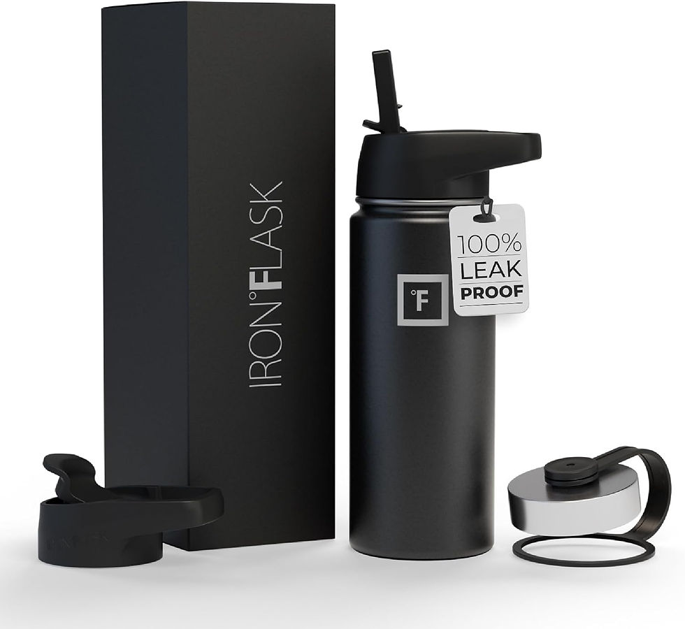 Thumbnail: IRON °FLASK Sports Water Bottle - 22oz, 3 Lids (Straw Lid), Leak Proof - Stain