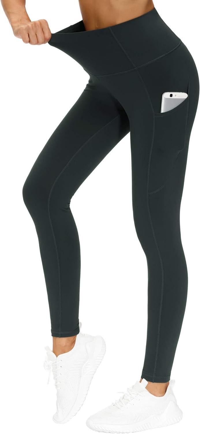 섬네일: THE GYM PEOPLE Thick High Waist Yoga Pants with Pockets, Tummy Control Workout 