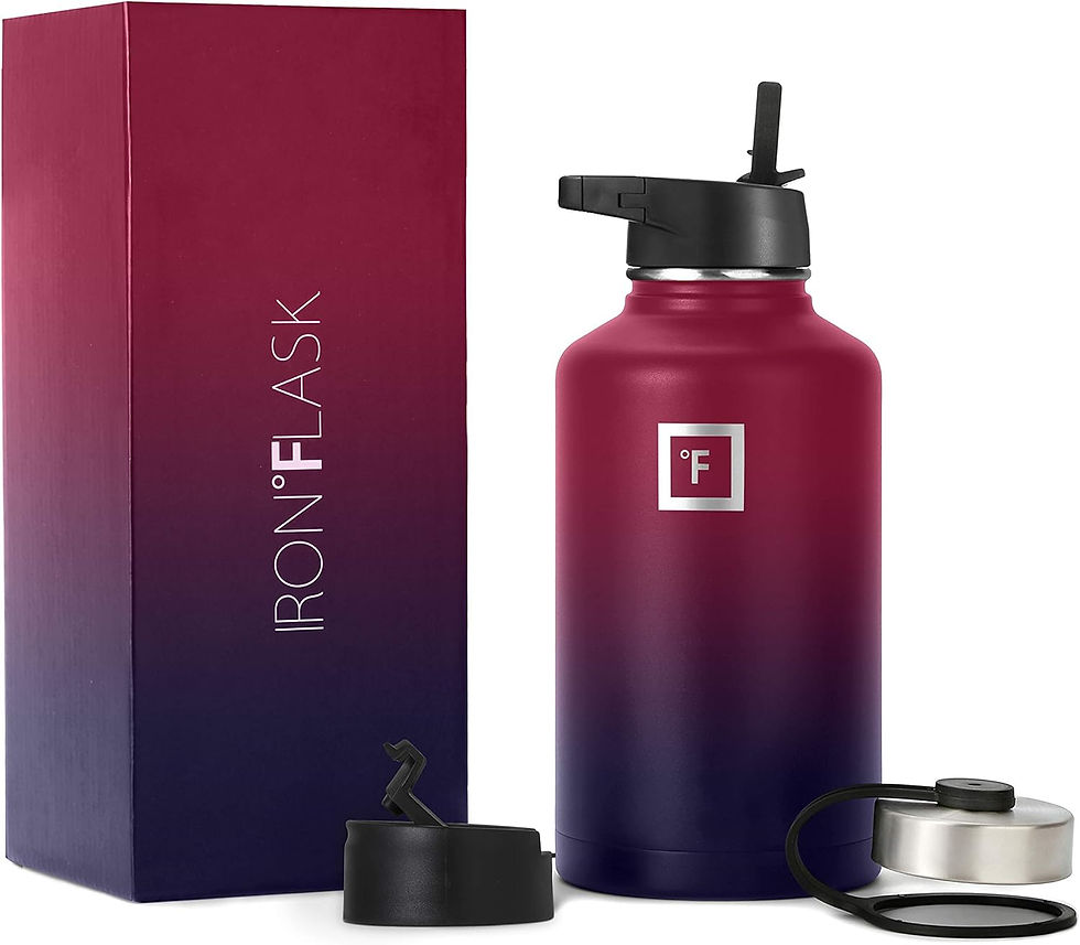 Thumbnail: IRON °FLASK Sports Water Bottle - 22oz, 3 Lids (Straw Lid), Leak Proof - Stain