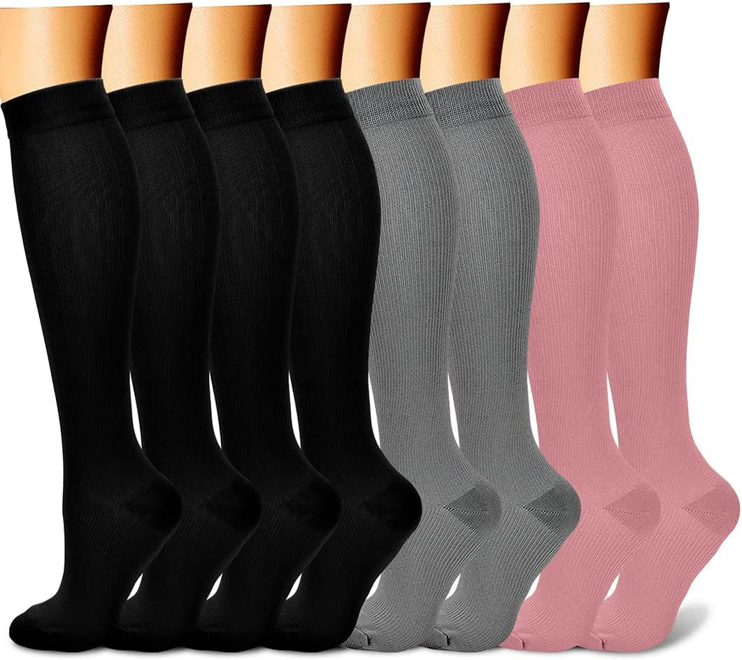 CHARMKING Compression Socks for Women & Men Circulation (8 Pairs) 15-20 mmHg is