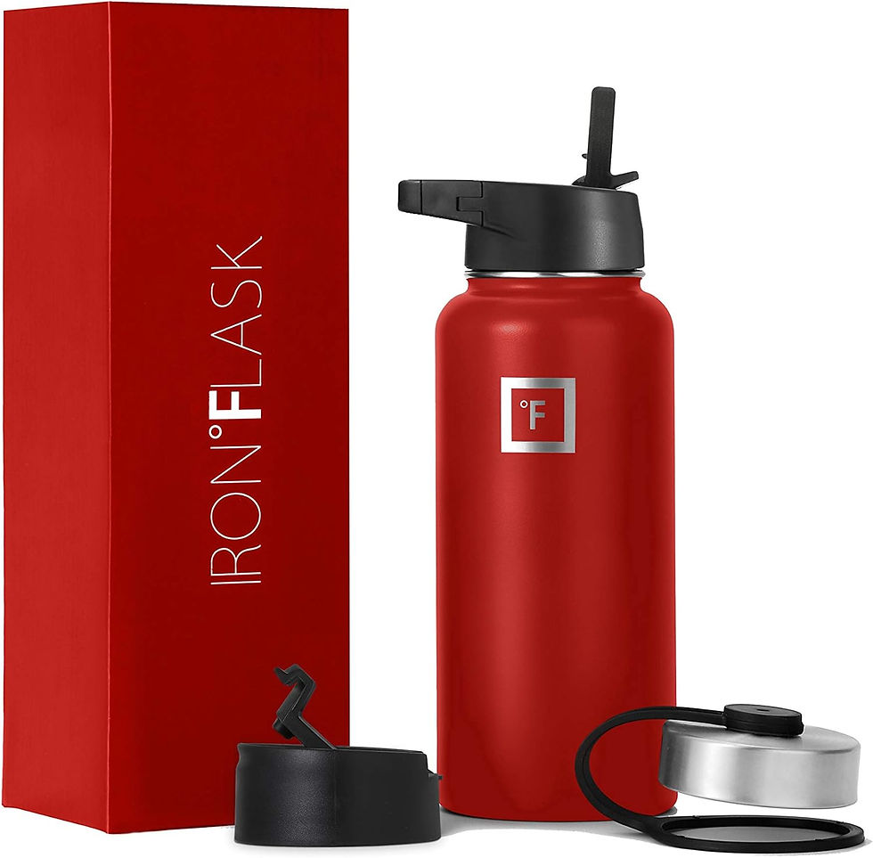 Thumbnail: IRON °FLASK Sports Water Bottle - 22oz, 3 Lids (Straw Lid), Leak Proof - Stain