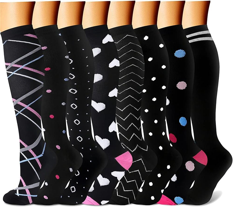 Thumbnail: CHARMKING Compression Socks for Women & Men Circulation (8 Pairs) 15-20 mmHg is