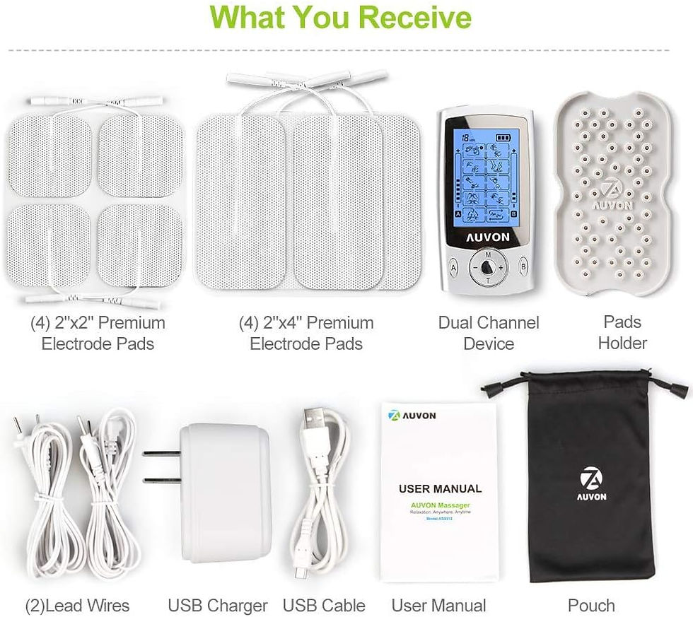 サムネイル： AUVON Dual Channel TENS Unit Muscle Stimulator Machine with 20 Modes, 2" and 2"