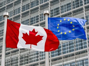 Canada and EU flags representing the EU–Canada Security and Defence Partnership and defence innovation cooperation