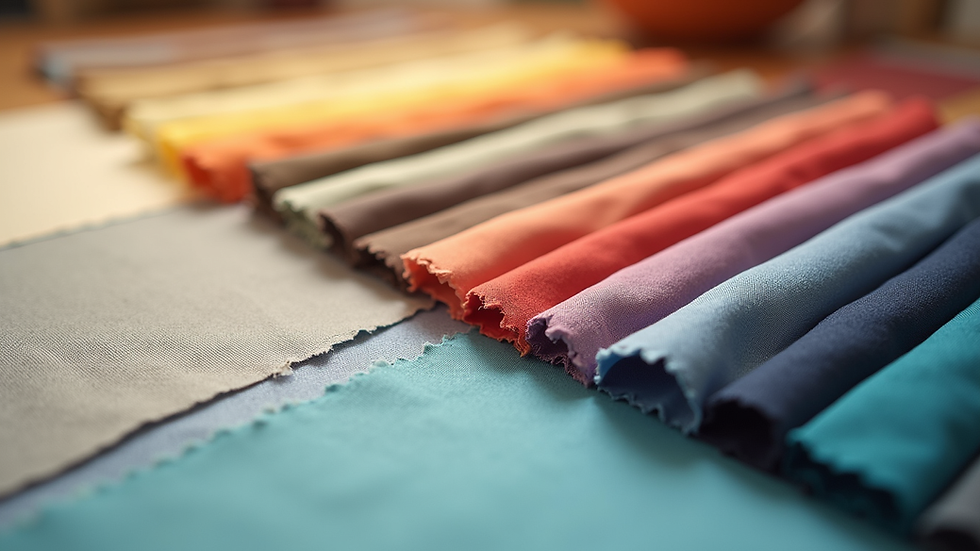 Eye-level view of a color palette with various fabric swatches