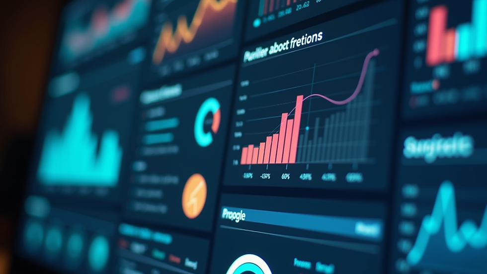 Close-up view of a digital dashboard showing creative project metrics