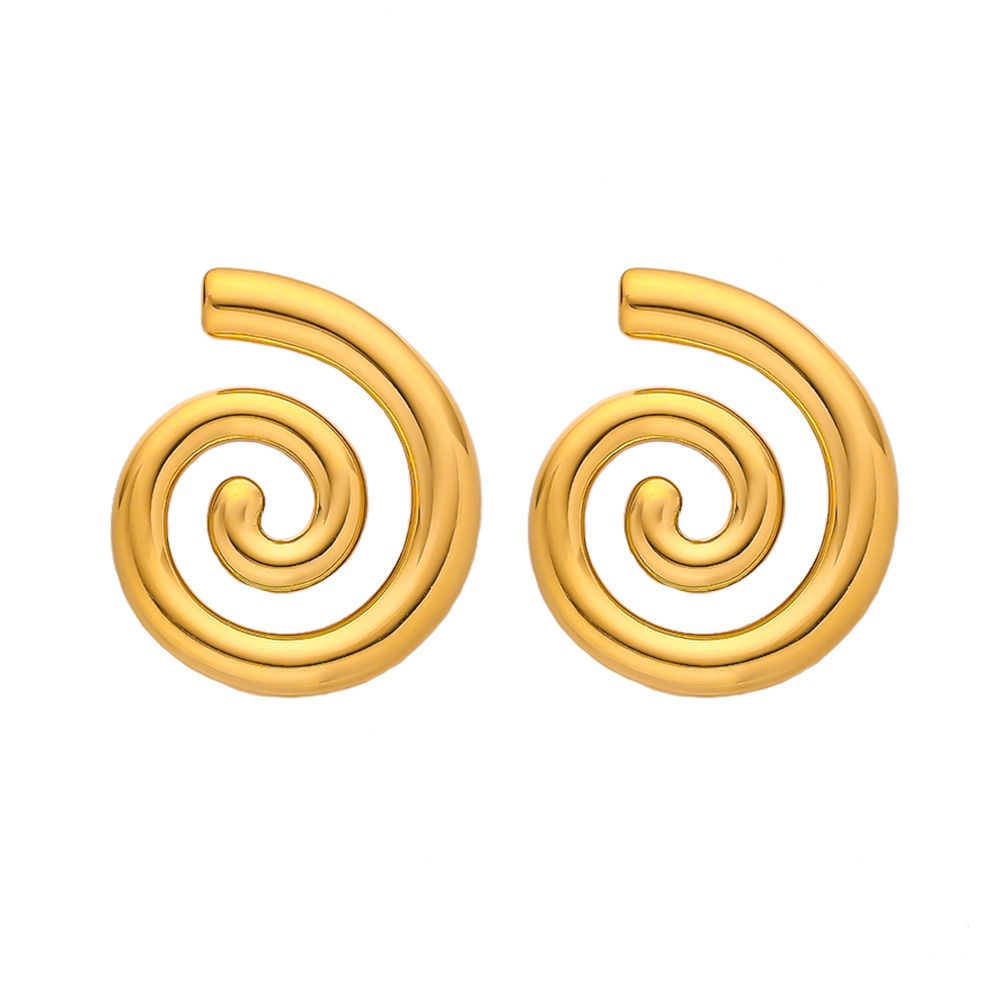 Gold Curly shaped bold studs earrings
