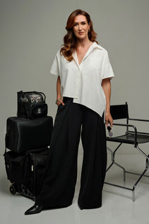 Jaime Randell posing for power portrait wearing Trelise Cooper