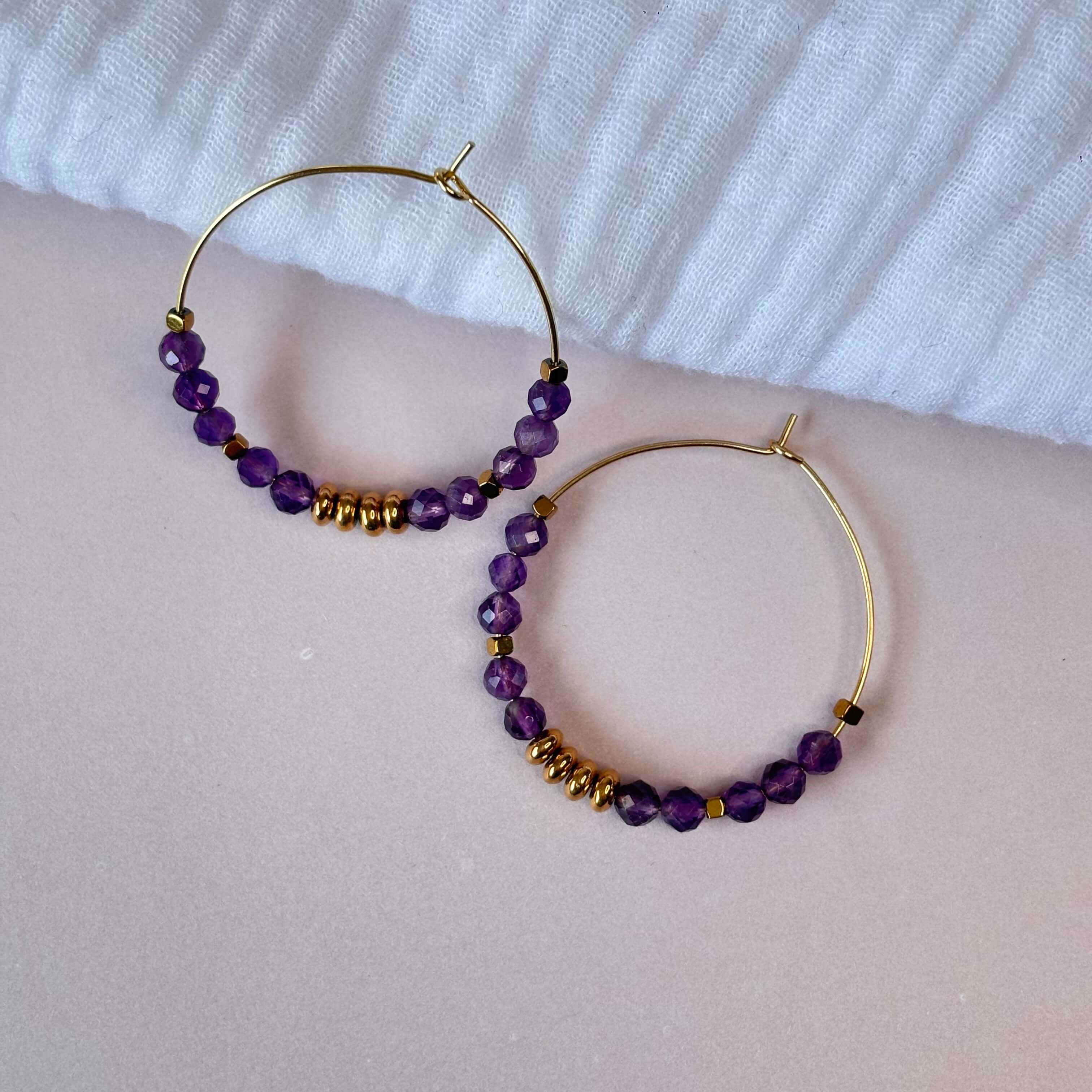 Créoles Améthyste - Doré