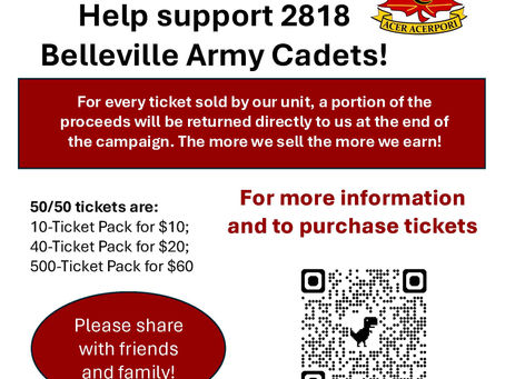 Provincial 50/50 Fundraiser Draw with proceeds to 2818 Belleville Army Cadets