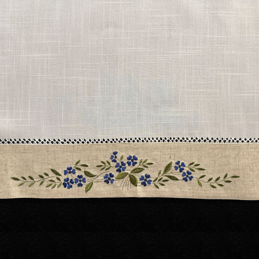 Miniatura: Pano de Tab., Nap. de Sala, Toa. de Chá e Toa. de Mesa - Creme, Azul e Bordoux
