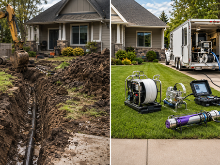 conventional sewer repair versus clean yard trenchless sewer repair