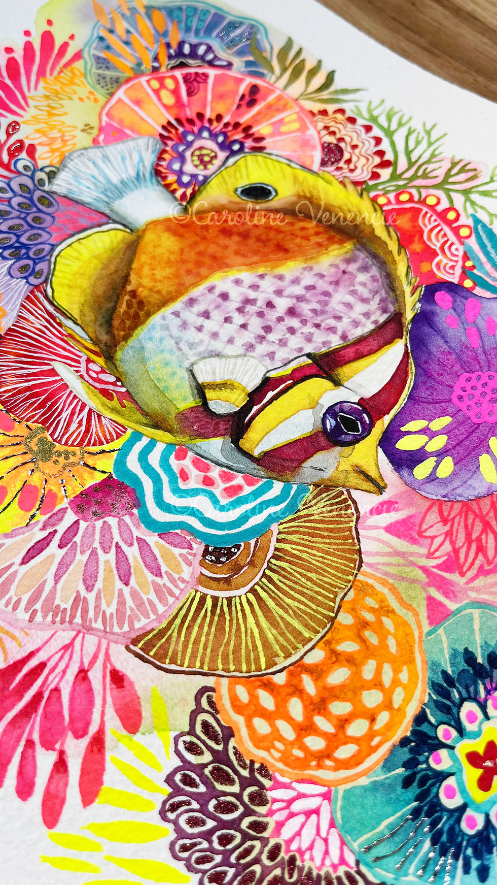 Thumbnail: Poster décoratif poisson papillon et récif imaginaire, parfait pour un intérieur lumineux et contemporain.