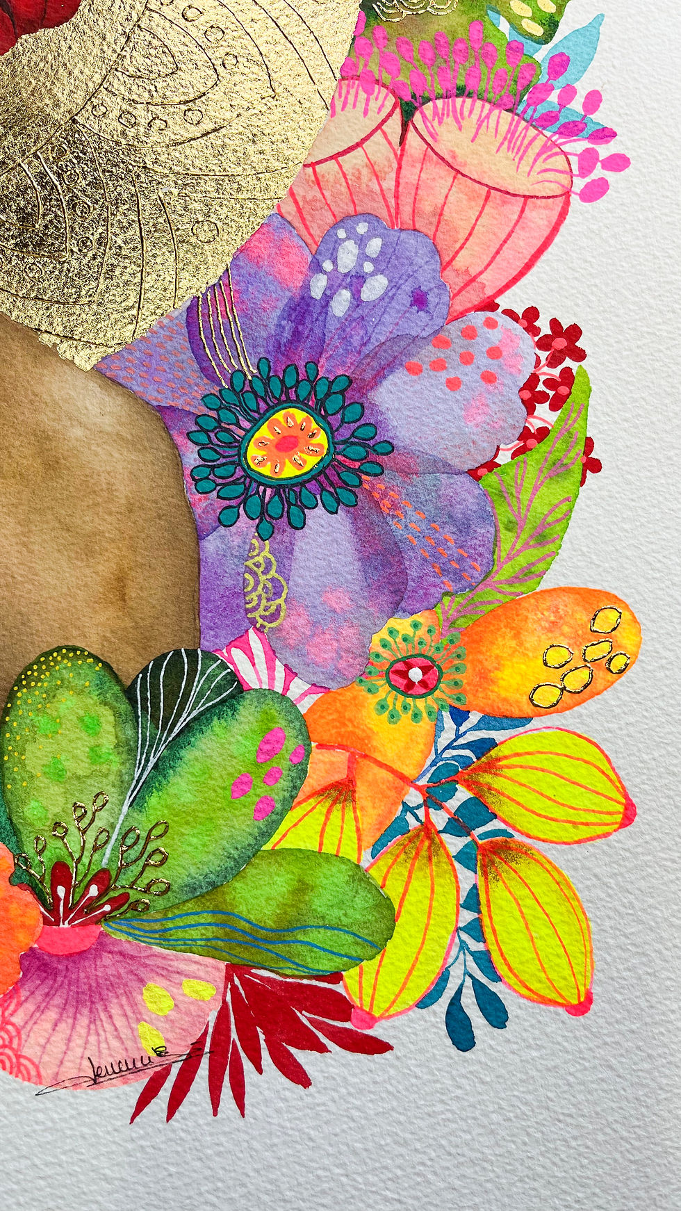 Thumbnail: Aquarelle contemporaine par Caroline Venencie, artiste peintre française reconnue pour ses compositions colorées. L’icône d’u
